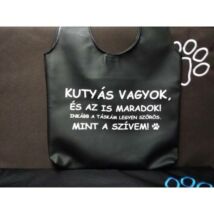 Fekete műbőr táska, KUTYÁS VAGYOK, méret 44 X 38 CM