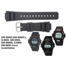 DW-6900B, DW-5900C,DW-6000CJ, G-6900, GW-6900, G-6900, DW-6600 Casio fekete műanyag szíj