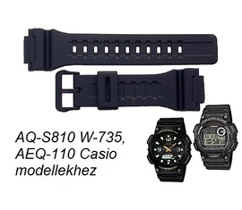 AQ-S810 W-735, AEQ-110 TRT-110 Casio fekete műanyag szíj