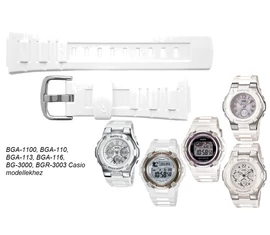 BGA-110 BGA-1100 BGA-113 BGA-116 BG-3000 BGR-3003 Casio fehér műanyag szíj