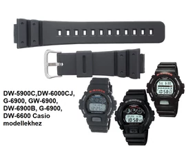 DW-6900B, DW-5900C,DW-6000CJ, G-6900, GW-6900, G-6900, DW-6600 Casio fekete műanyag szíj