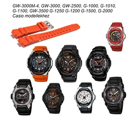 GW-3000M-4, GW-3000, GW-2500, G-1000, G-1010, G-1100, GW-3500 G-1250 G-1200 G-1500, G-2000 Casio narancssárga műanyag szíj