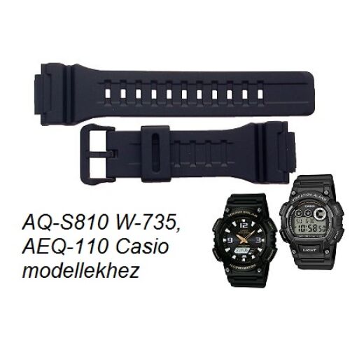 AQ-S810 W-735, AEQ-110 TRT-110 Casio fekete műanyag szíj