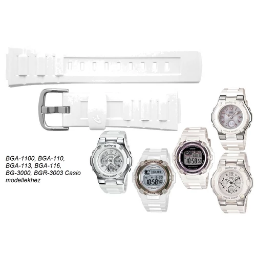 BGA-110 BGA-1100 BGA-113 BGA-116 BG-3000 BGR-3003 Casio fehér műanyag szíj