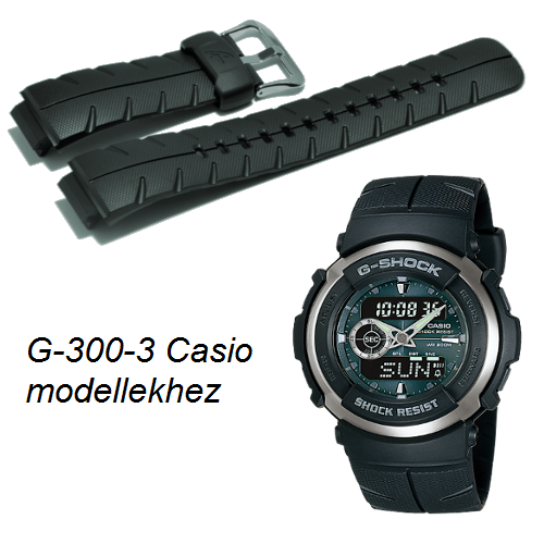 G-300-3 Casio fekete műanyag szíj