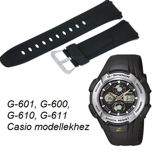 G-601 G-600 G-610 G-611 Casio fekete műanyag szíj