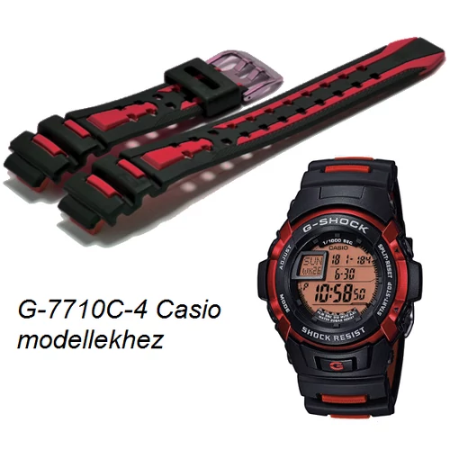 G-7710C-4 Casio fekete-piros műanyag szíj