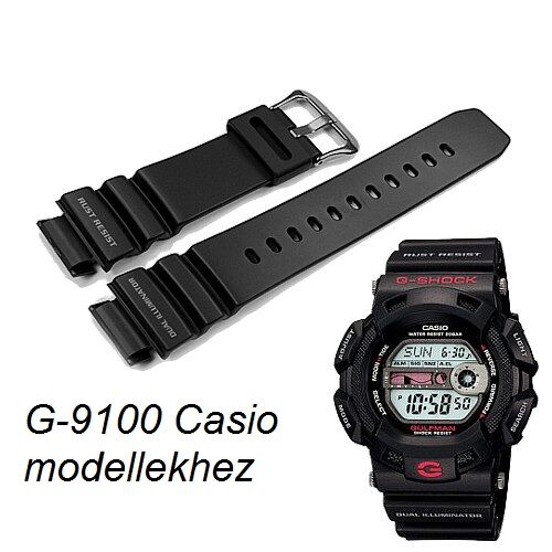G-9100 Casio fekete műanyag szíj