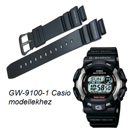 GW-9100-1 Casio fekete műanyag szíj