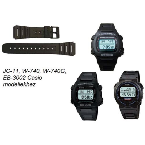 JC-11 W-740 W-740G EB-3002 Casio fekete műanyag szíj