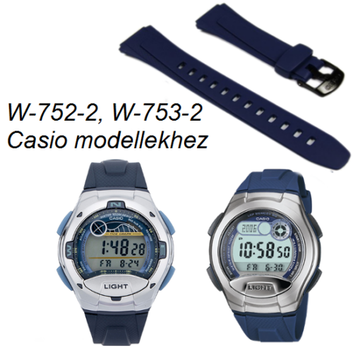 W-752-2, W-753-2  Casio kék műanyag szíj